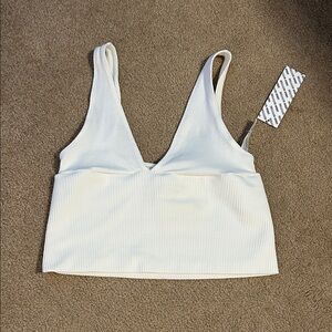 White Ribbed Crop Top
